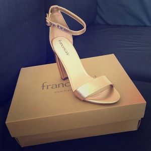 Yvonne gold ankle strap heels